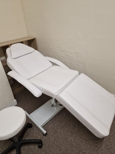 White massage bed and stool - bed,
